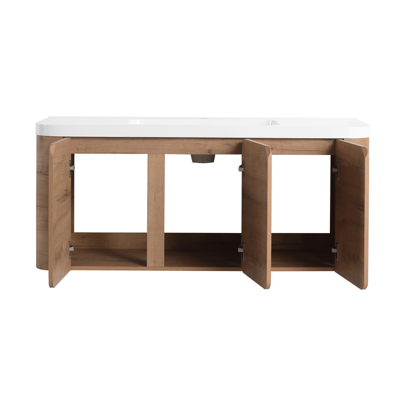 48″ Plywood Floating Wall-Mounted Bathroom Vanity Resin Sink 3 Soft-Close Doors