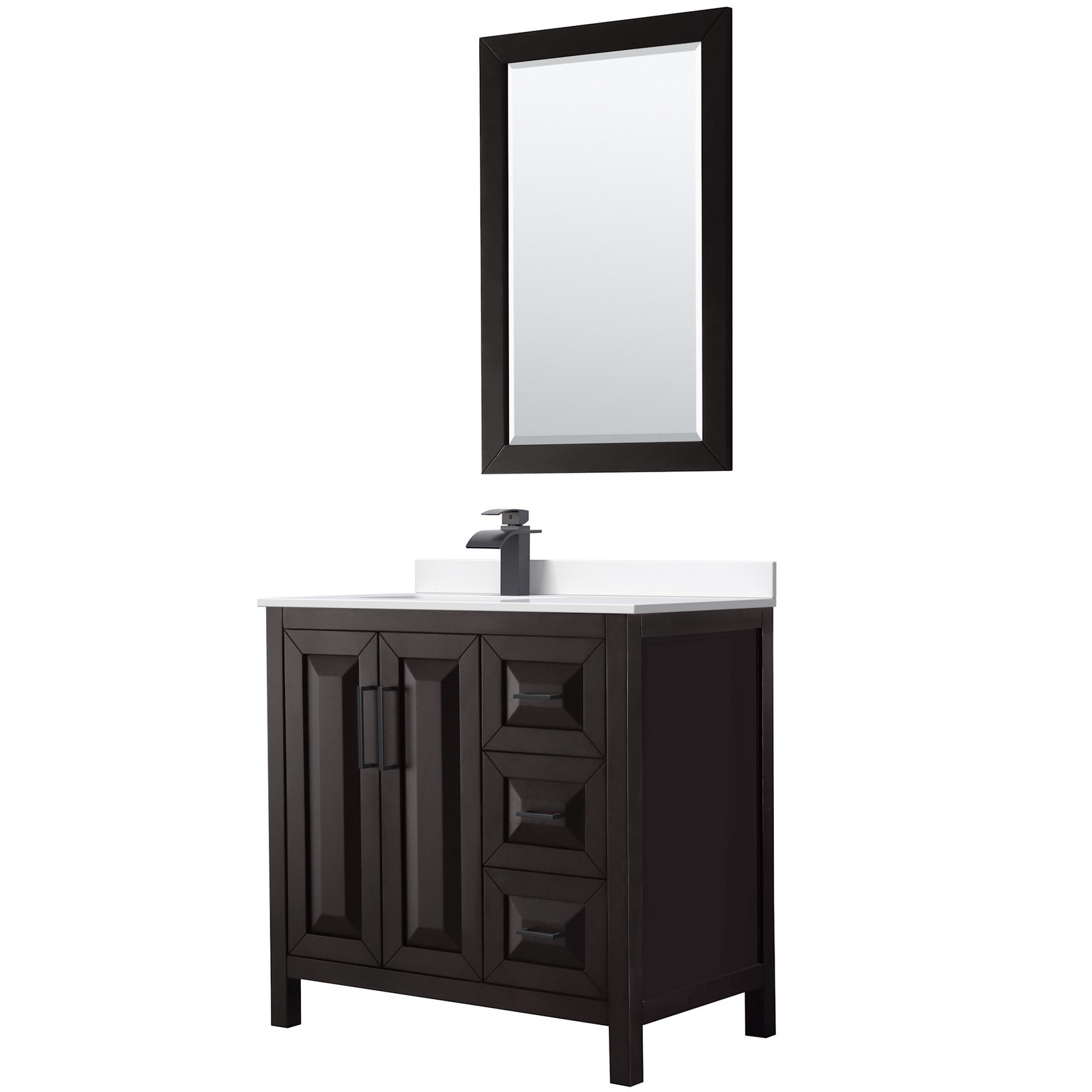 Wyndham Collection WCV252536S-Left-VCA-M24 Daria 36″ – Dark Espresso / White