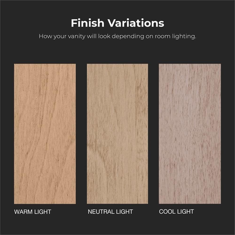 Pemberly Row 48″ Bathroom Vanity in Sahara Birch with White Countertop