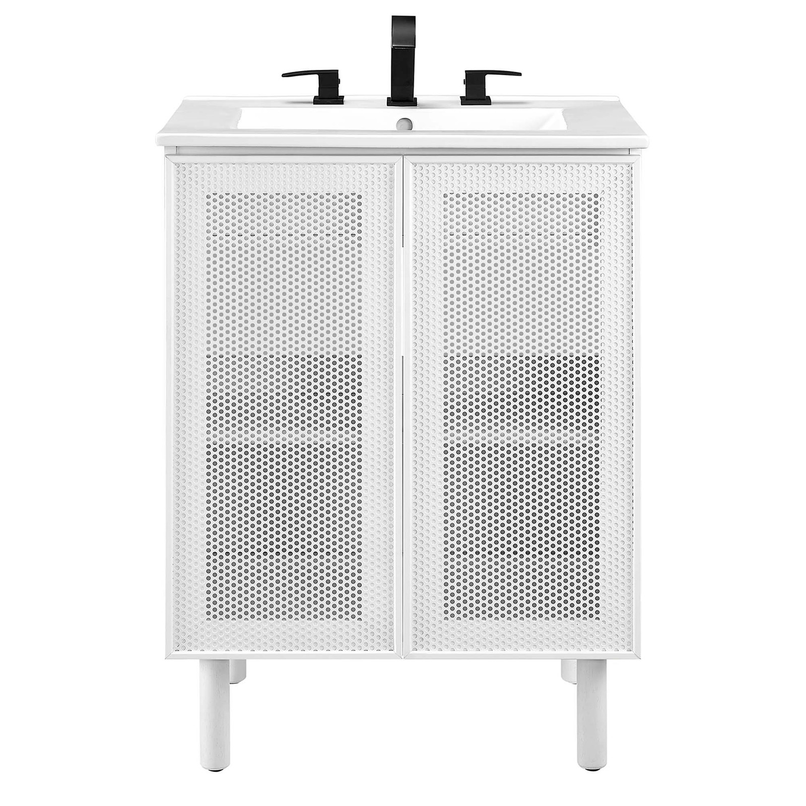 Calla 24″ Perforated Metal Bathroom Vanity in White White