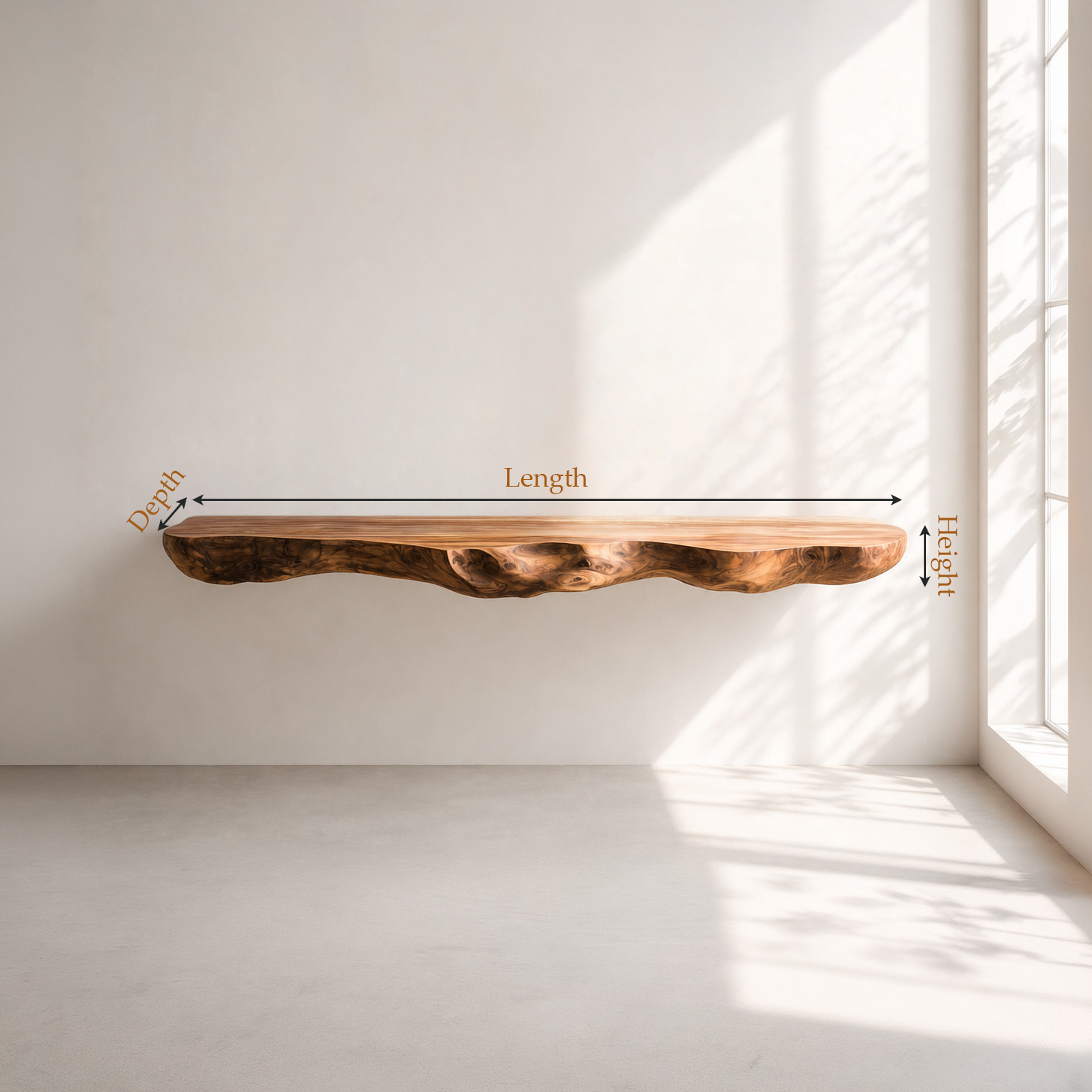 Floating Wood Shelf Live Edge Wall Shelf Rustic Modern Floating Shelf Minimalist