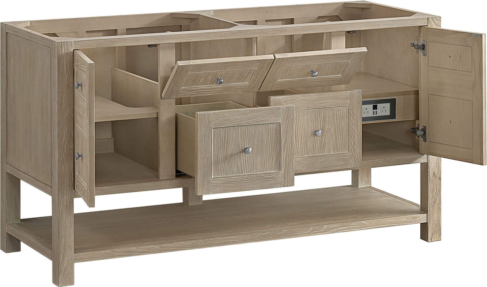 James Martin Vanities 330-V60D-FVSL Breckenridge 60″ – Whitewashed Oak