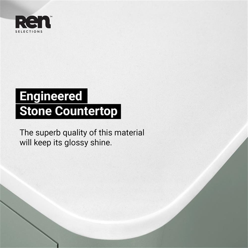Pemberly Row 30″ Bathroom Vanity in Sage Green with Engineered Marble Countertop