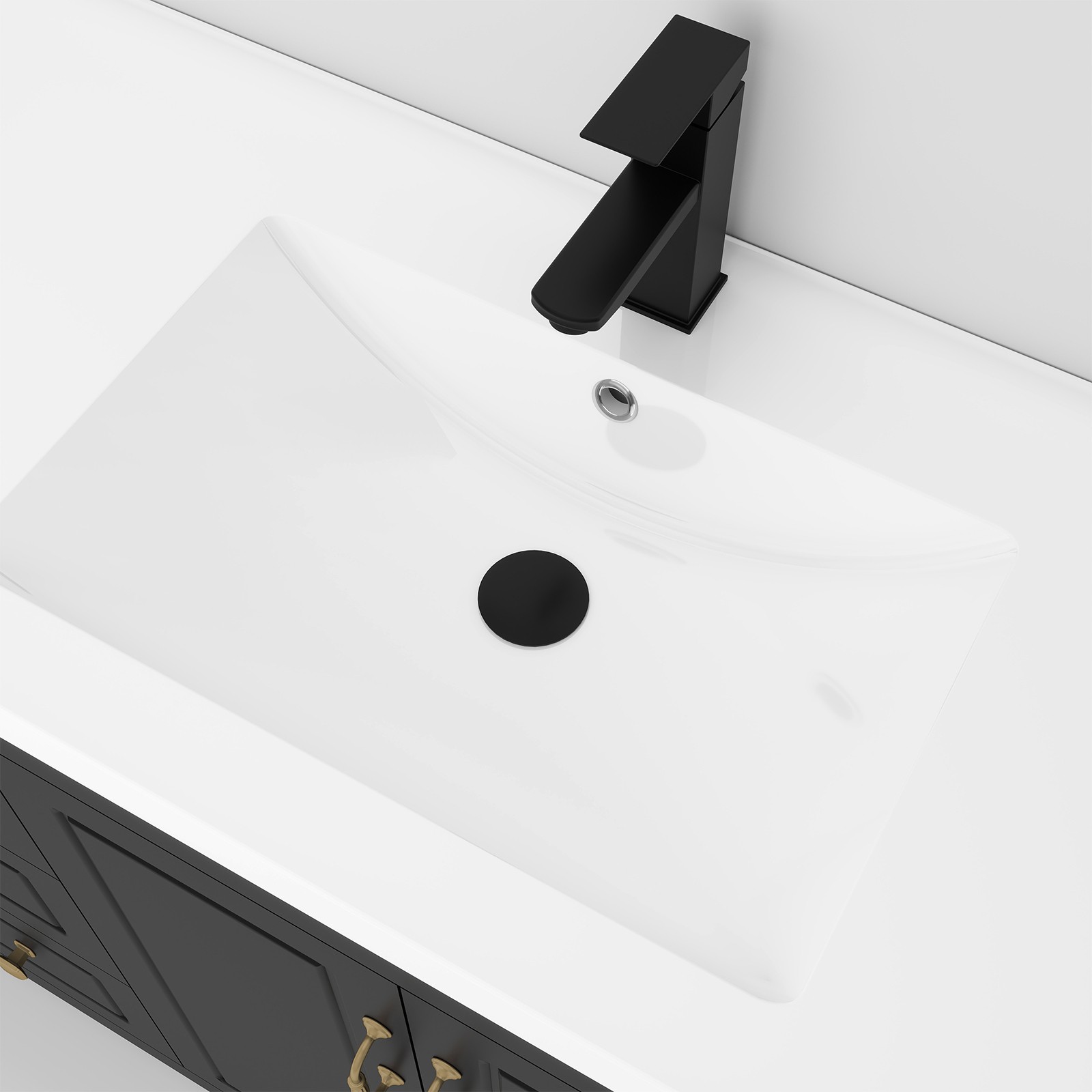 60″ Freestanding Bathroom Vanity Soft-Close 4 Doors 3 Drawers with Faucet Black
