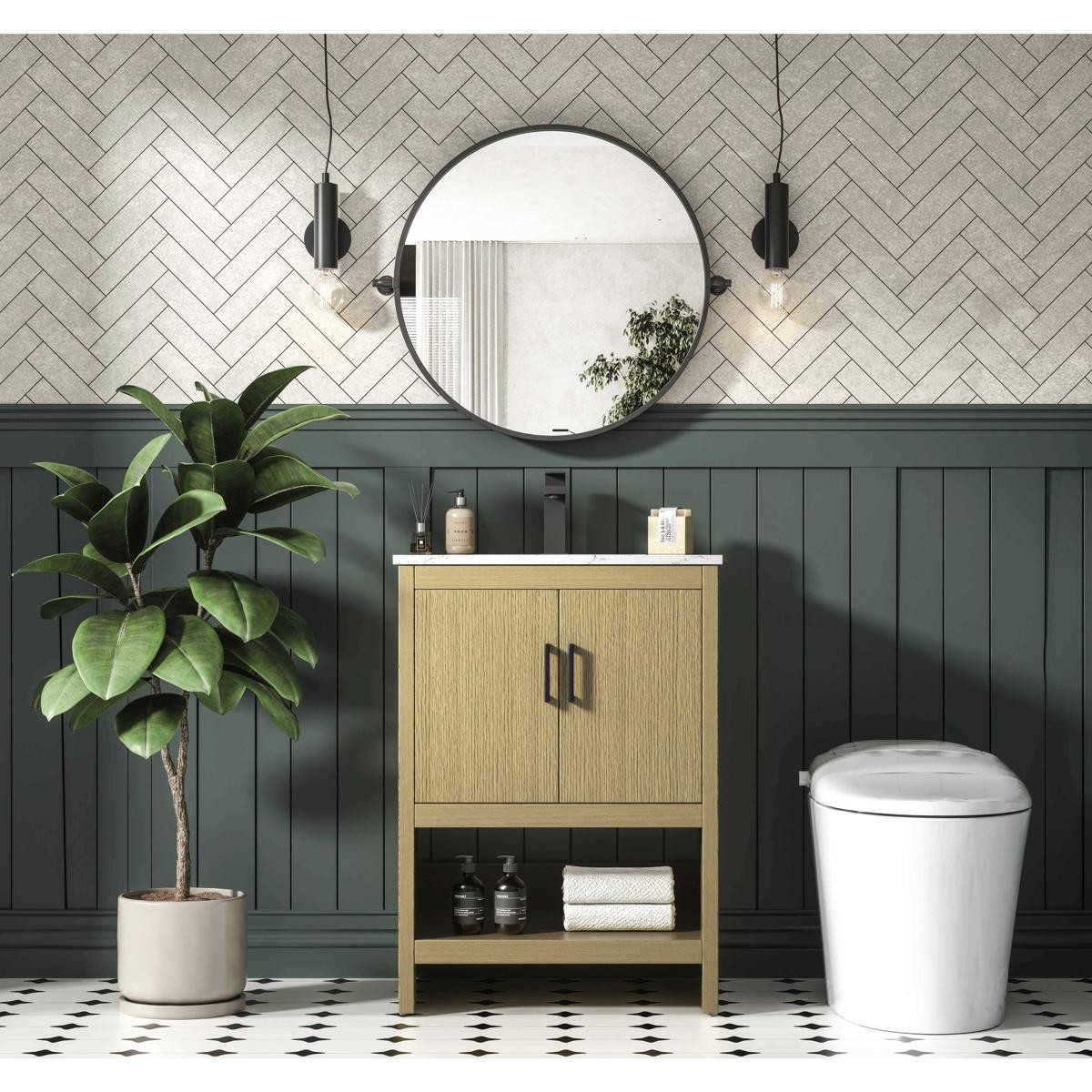 Elegant Lighting VF25224MHB Ira 24 X 34 inch Honey Brown Bathroom Vanity Cabinet