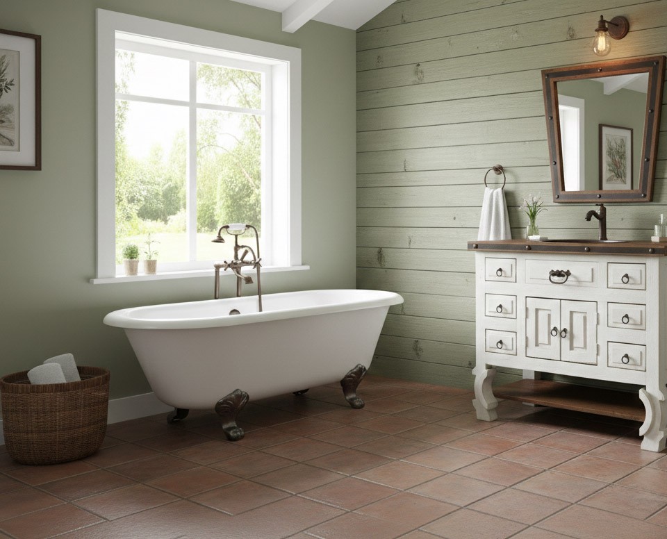 Saint Anthony Rustic Batroom Vanity Furniture With copper sink