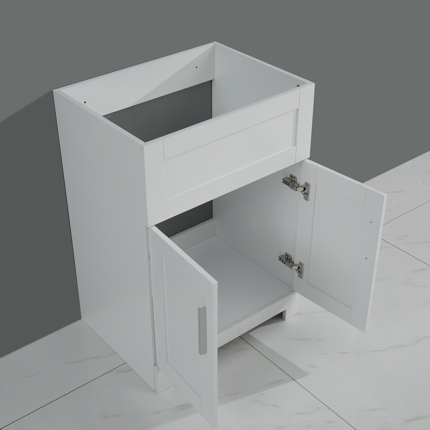 24″ White Laundry Tub Cabinet w/ Stainless Steel Sink & Faucet