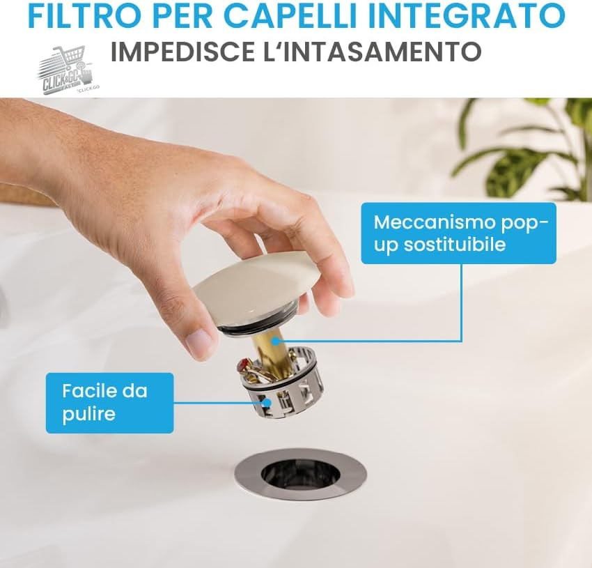 Click Clack Bathroom Sink Brass Pop Up Universal Drain Overflow Bi