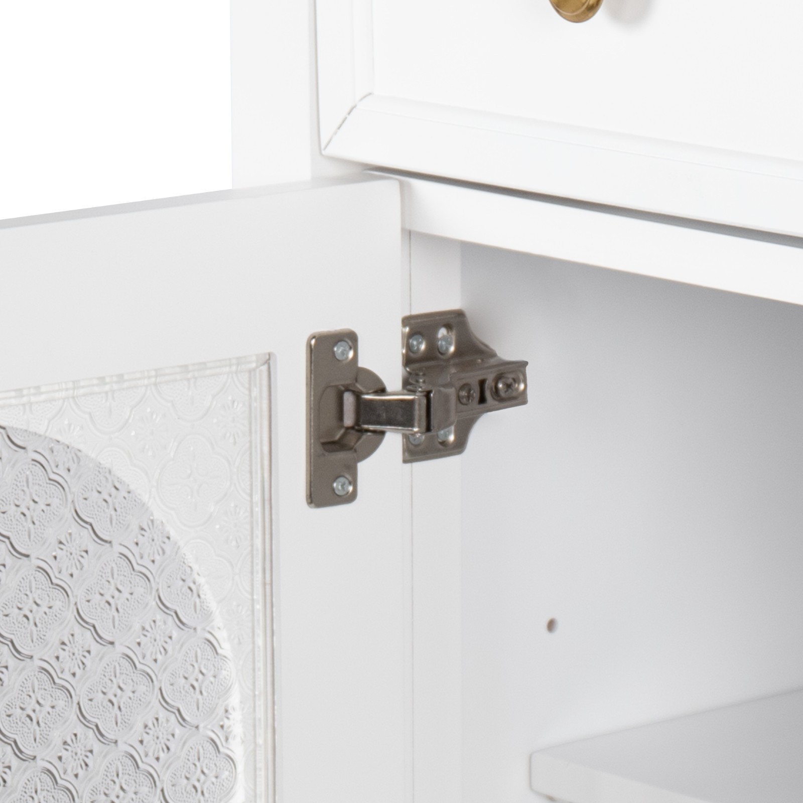 35.6″ Bathroom Vanity Storage Cabinet w/ Ceramic Sink Glass Motion Sensor Light
