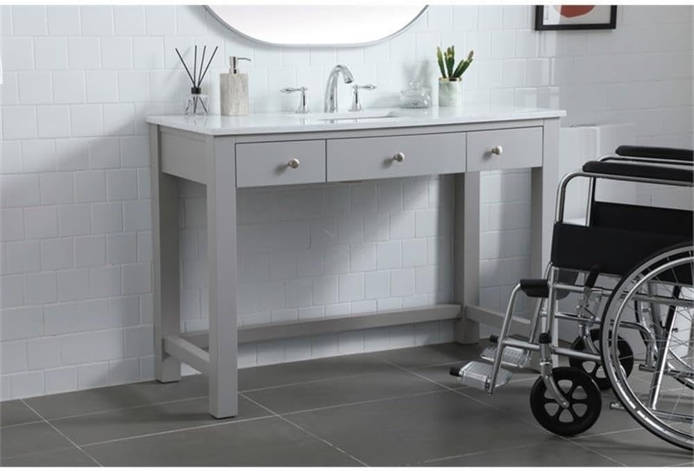 Elegant Kitchen and Bath – VF14848GR – 48 Inch ADA Compliant Bath Vanity In Grey