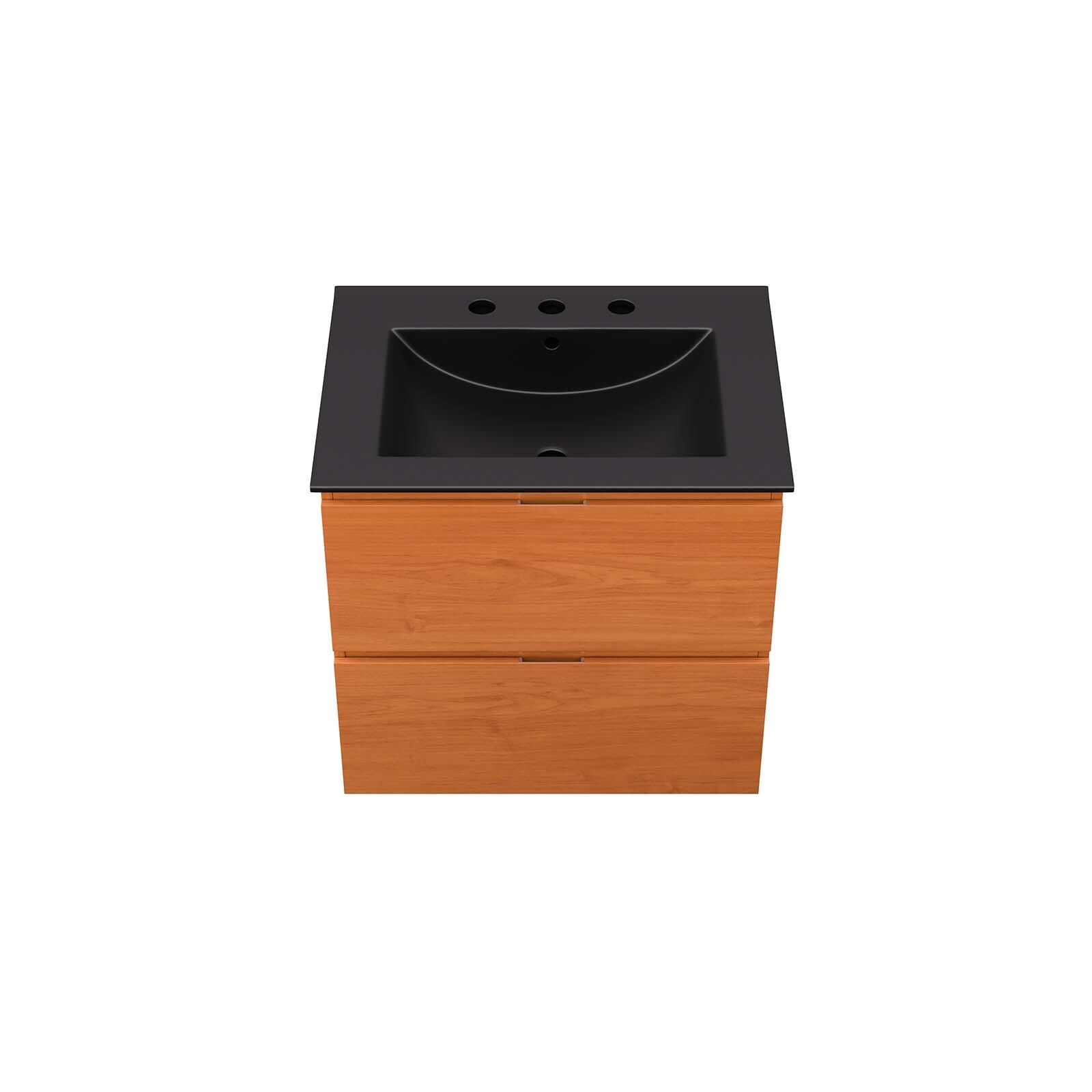 Modway Scenic 24″ Wall-Mount Bathroom Vanity in Cherry Black