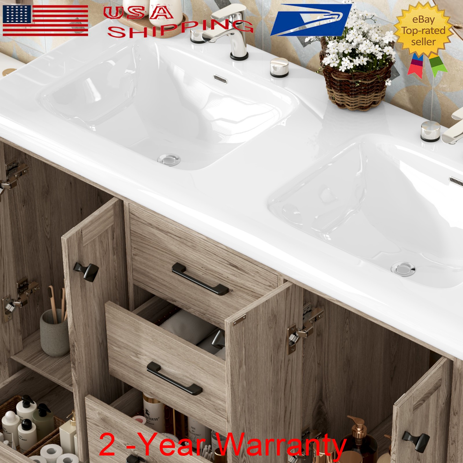 47.3″ Modern Freestanding Bathroom Vanity Unit Sink Combo Storage Cabinet Drawer