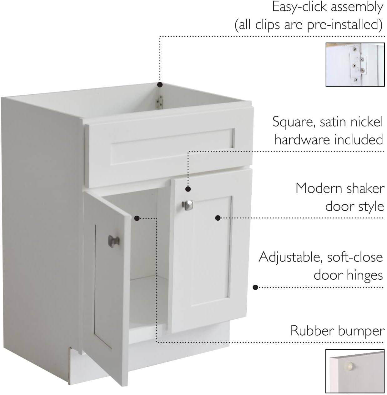 Brookings 24 Inch Bathroom Vanity, Ready to Assemble, Solid Wood, Sherwin Willia
