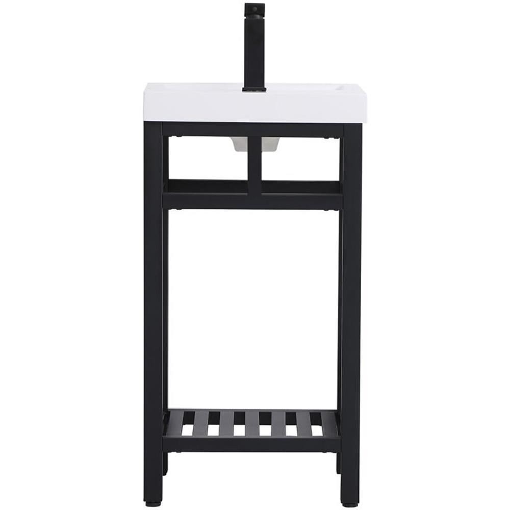 Elegant Decor Raya 18″ Single Resin Top Metal Bathroom Vanity in Black