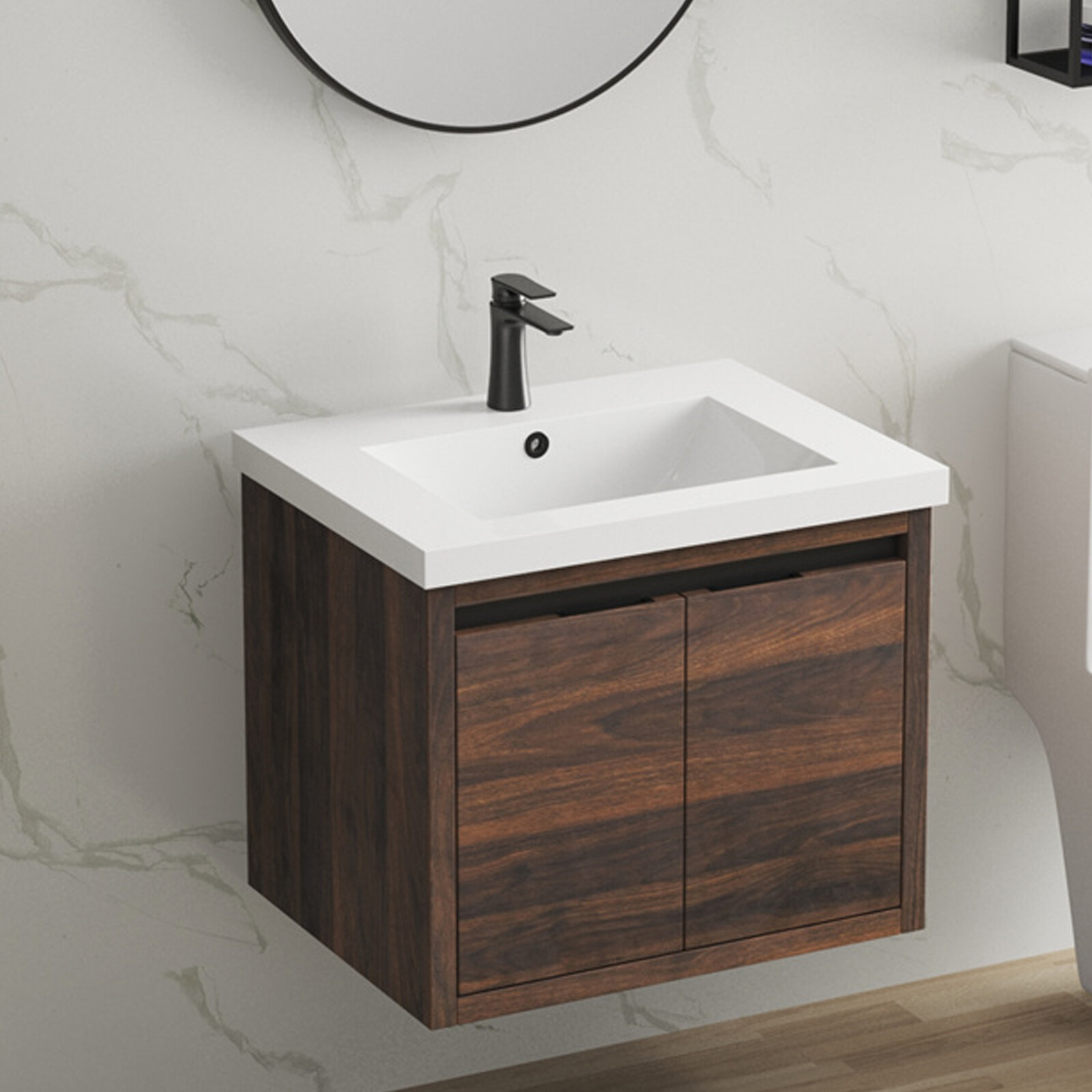 24 Inch Small Bathroom Vanity Floating Wall Mounted Ceramics with Sink