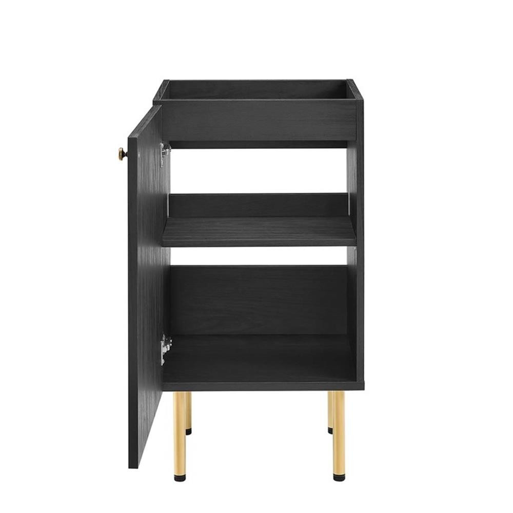 Modway Chaucer 18″ Wood & Rattan Bathroom Vanity Cabinet in Black