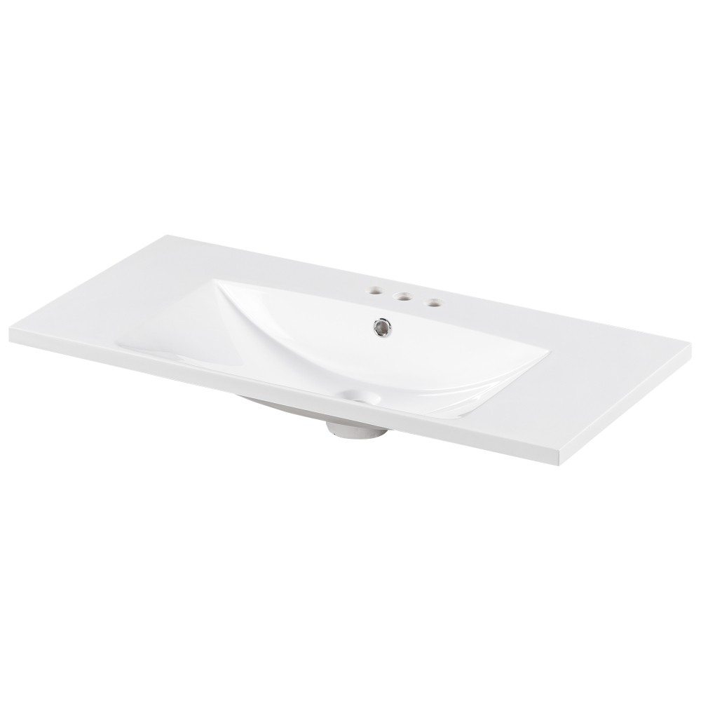 36×18″ Rectangular 3 Hole Bathroom Resin Sink, Vanity Top Sink Only