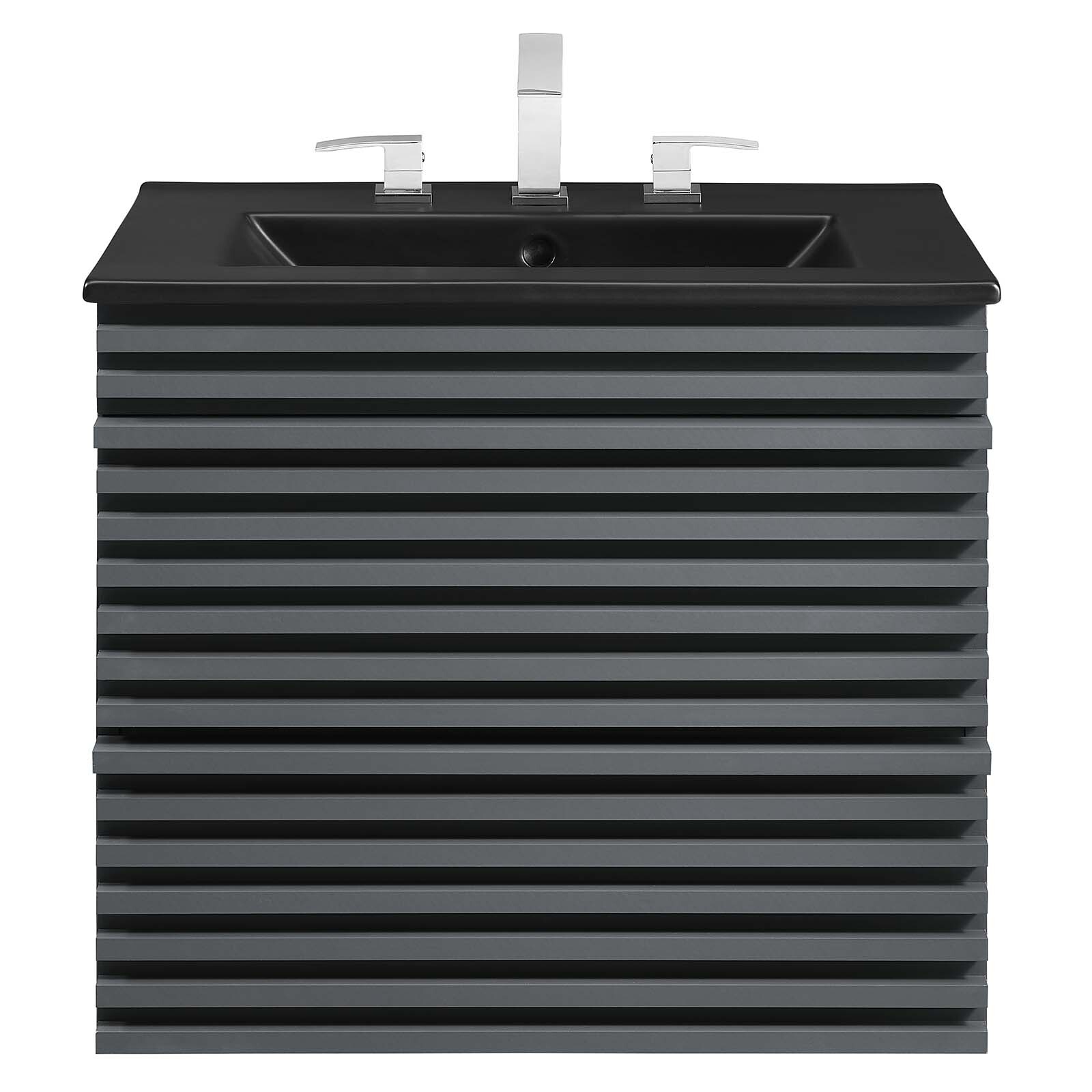 Modway Render 24″ Wall-Mount Bathroom Vanity in Gray Black