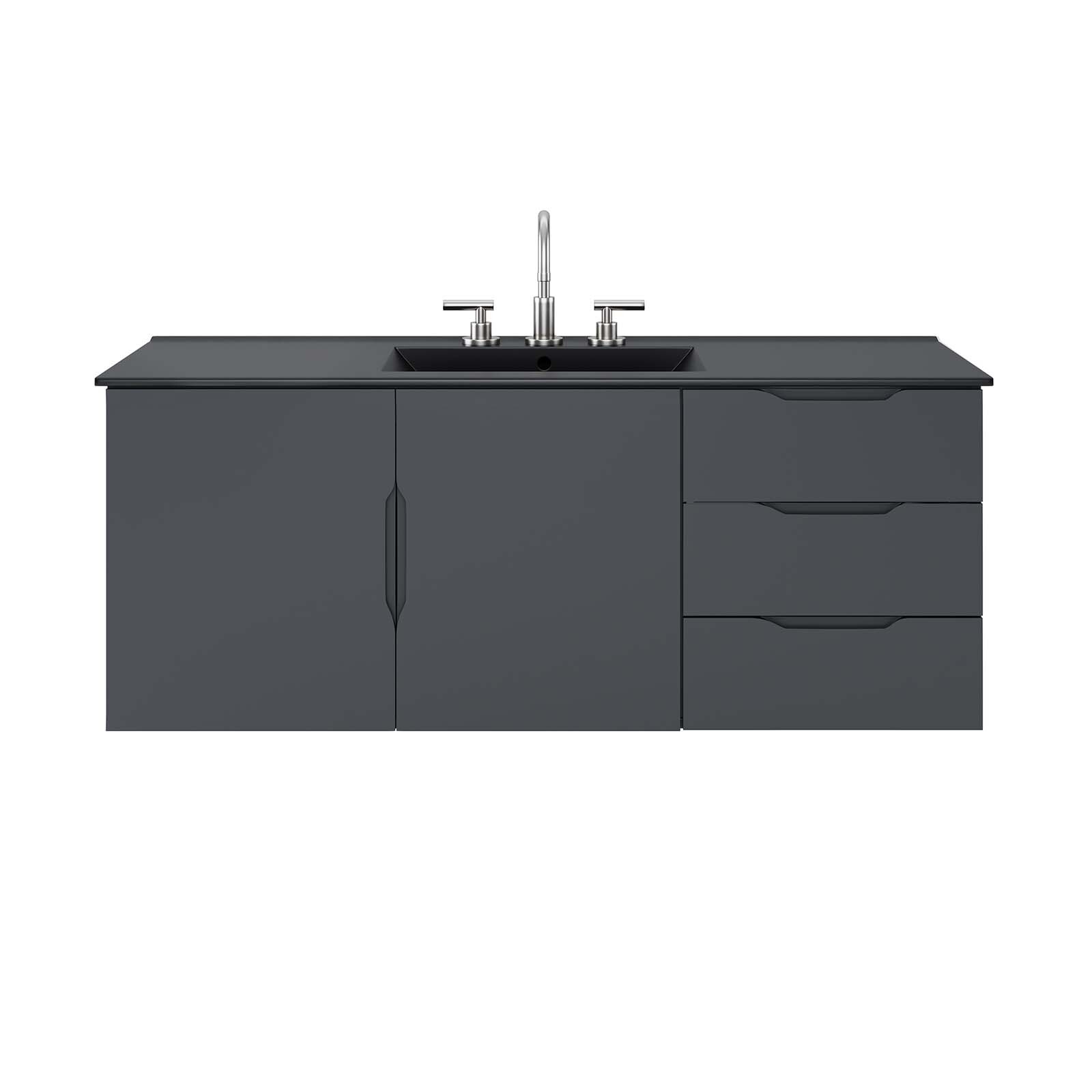 Modway Vitality 48″ Single Sink Wall-Mount Bathroom Vanity in Gray Black