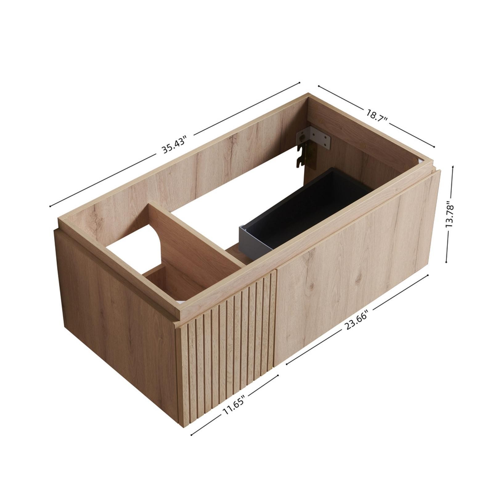 36-inch White Oak Woodgrain Bathroom Storage, Double Doors, Moisture-, 1 Drawer,