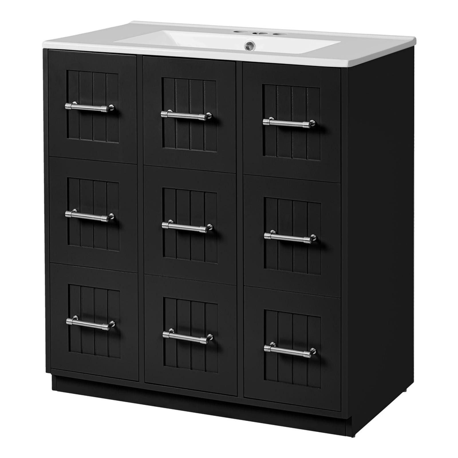 Sturdy 30-Inch Bathroom Vanity with Undermount Sink, Metal Handles, Soft-Close