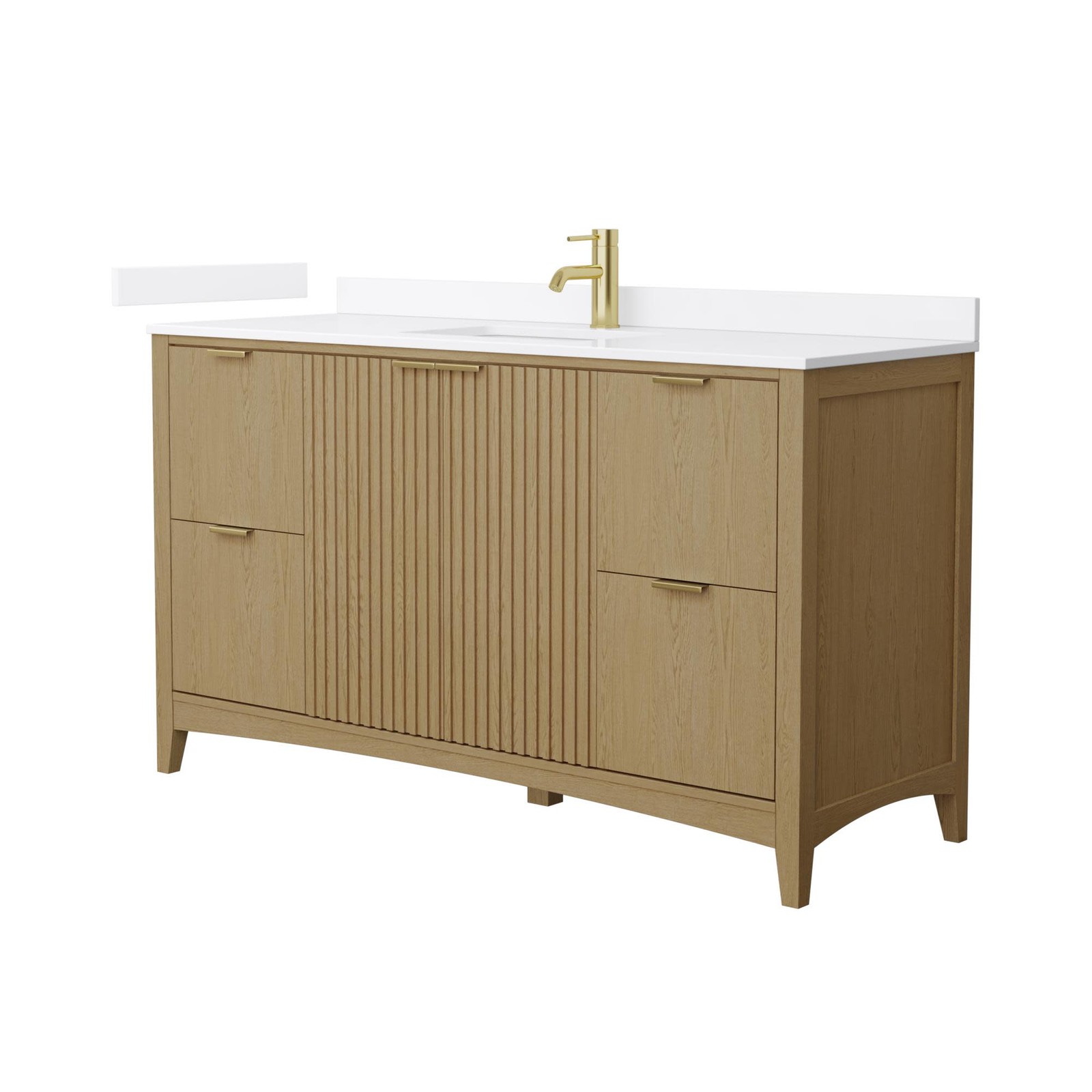 Wyndham Collection WCF9191-60S-QTZ-UNSMXX Palmilla 60″ – Natural Oak / White