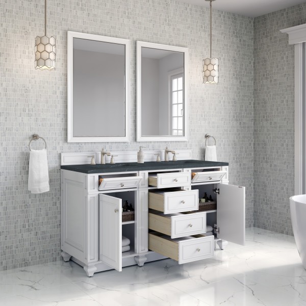 60″ James Martin Bristol 157-V60D-BW-3CSP Double Vanity Cabinet Charcoal Top