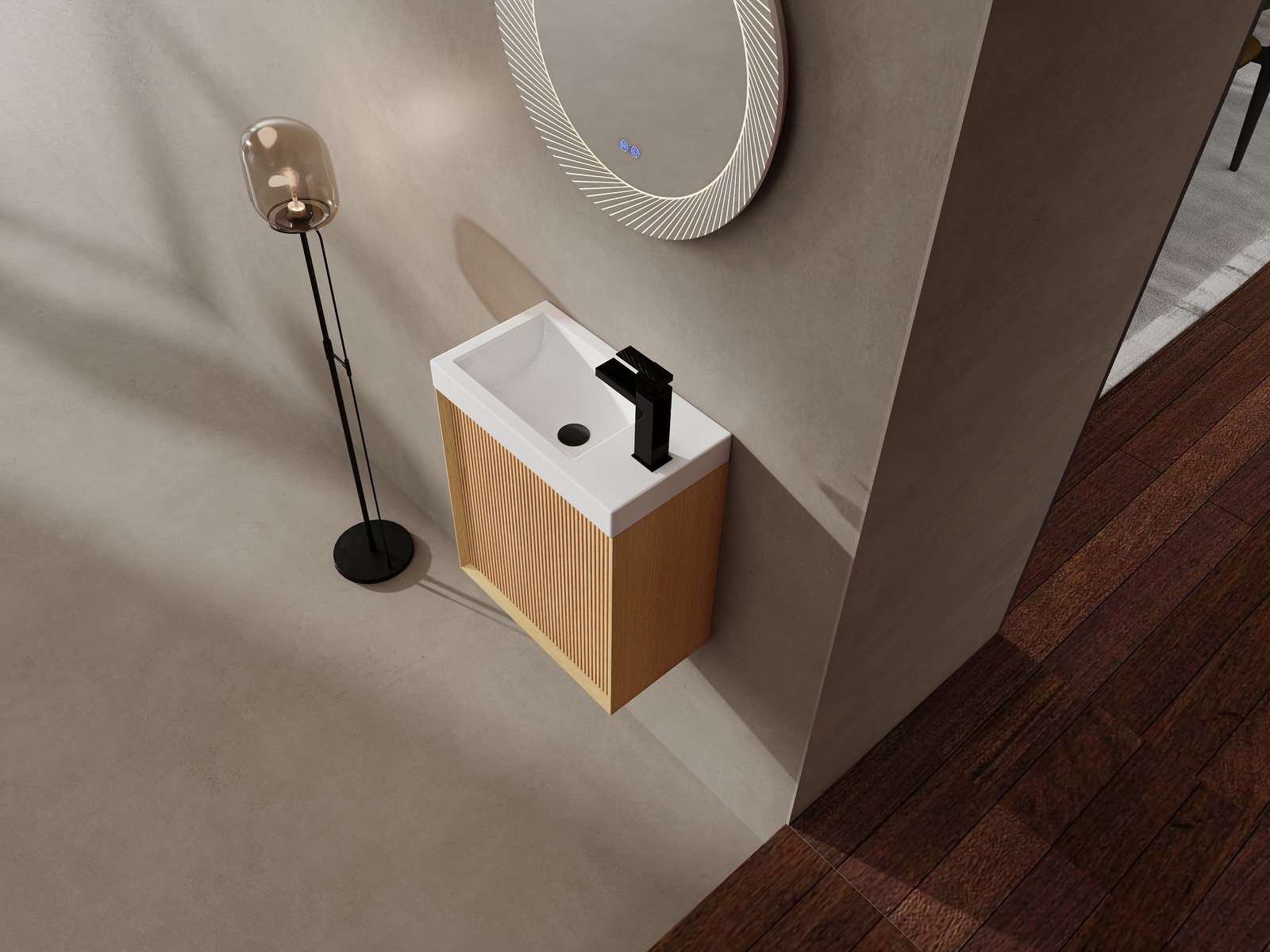 18.5″ Floating Bathroom Vanity and Resin Sink Combo W/1 Door for Small Space MDF