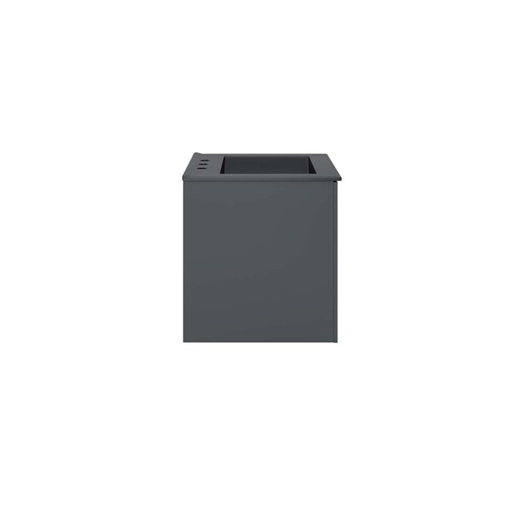 Pemberly Row 23″ Modern Wood/Ceramic Bathroom Vanity in Gray/Black