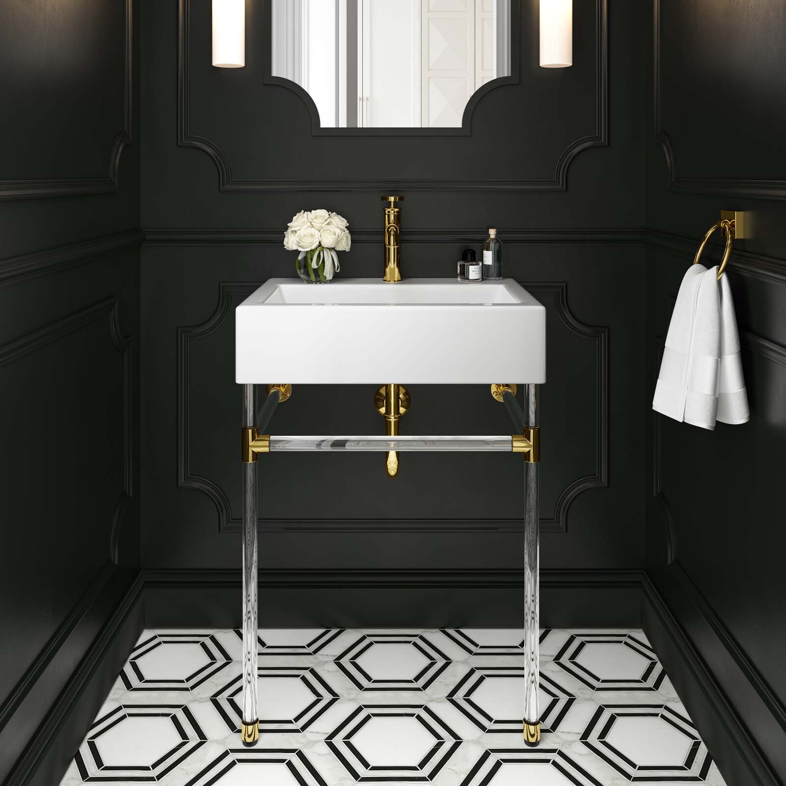 Modway Redeem 24″ Wall-Mount Acrylic Bathroom Vanity