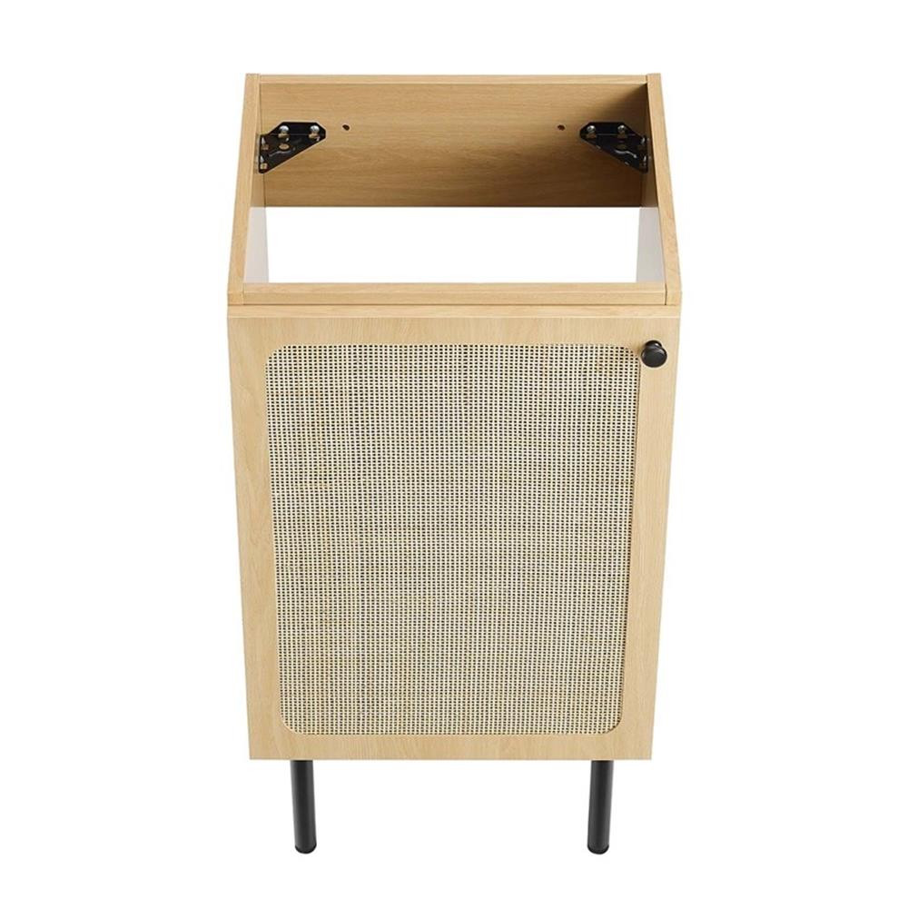 Modway Chaucer 18″ Wood & Rattan Bathroom Vanity Cabinet in Oak