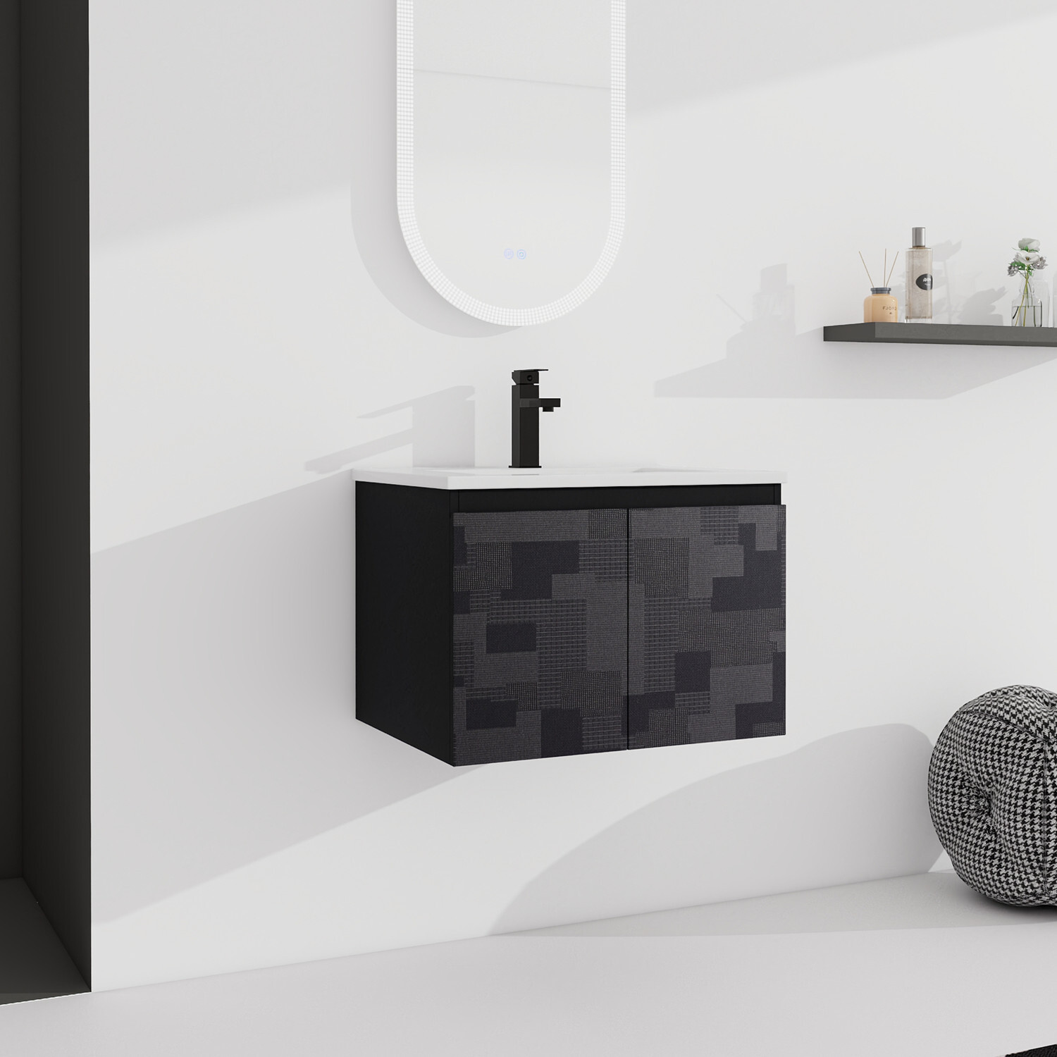 24″ 30″ Wall Mounted Bathroom Vanity with Sink, Floating Vanity Cabinet 2 Doors