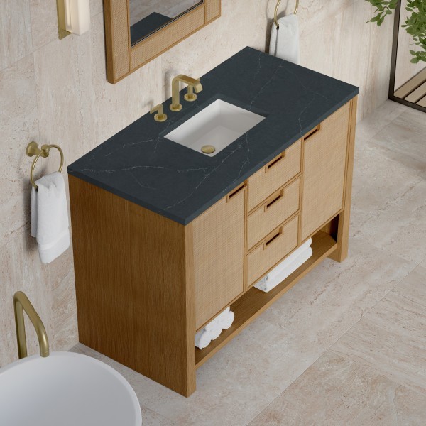 48″ James Martin Solene D225-V48-SSO-3CSP Vanity Cabinet Charcoal Soapstone Top