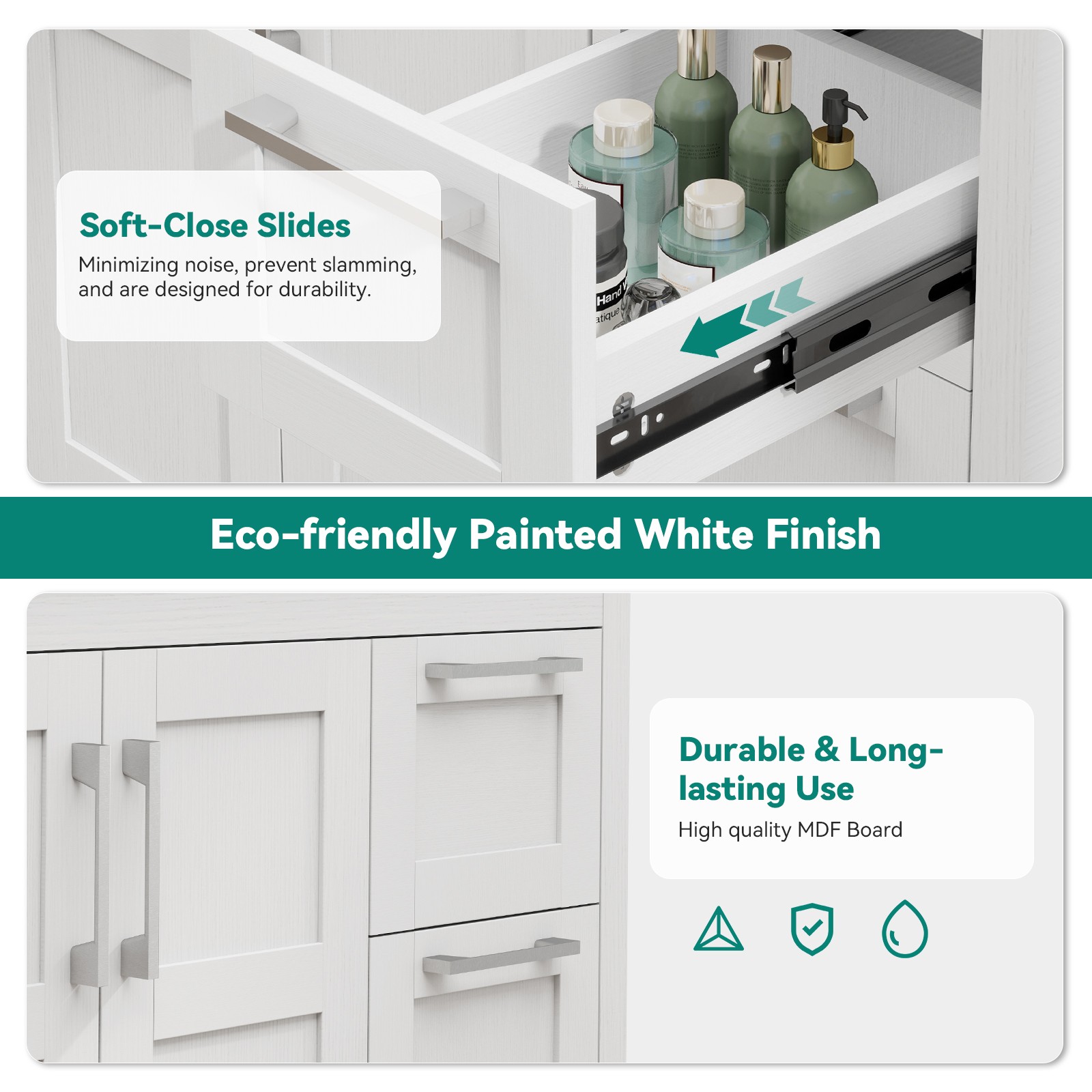 36″ Vessel Sink Bathroom Vanity Set – Faucet, Pop-Up Drain & Soft-Close Cabinet