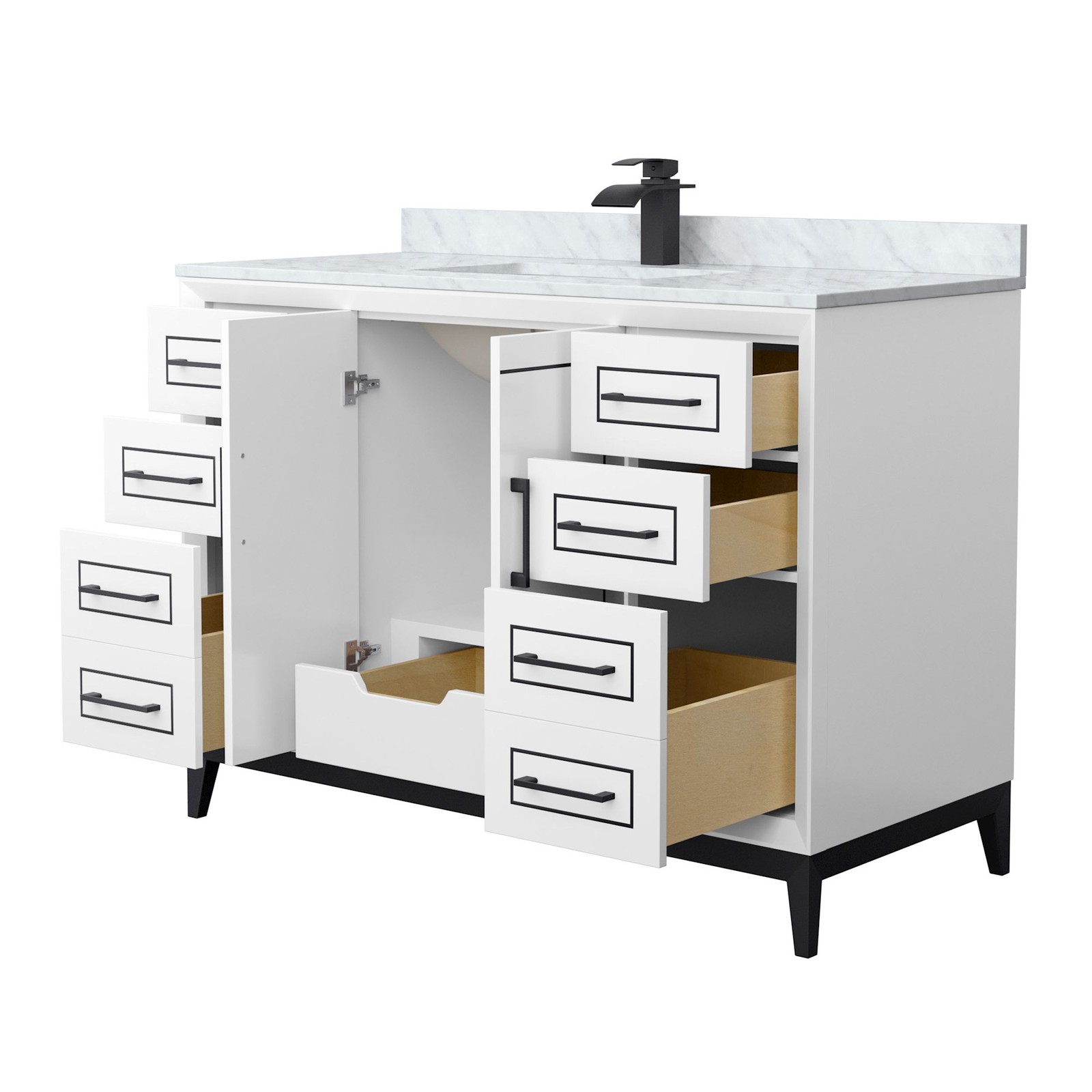 Wyndham Collection WCH515148S-NAT-UNSMXX Marlena 48″ – Black / Brushed Nickel