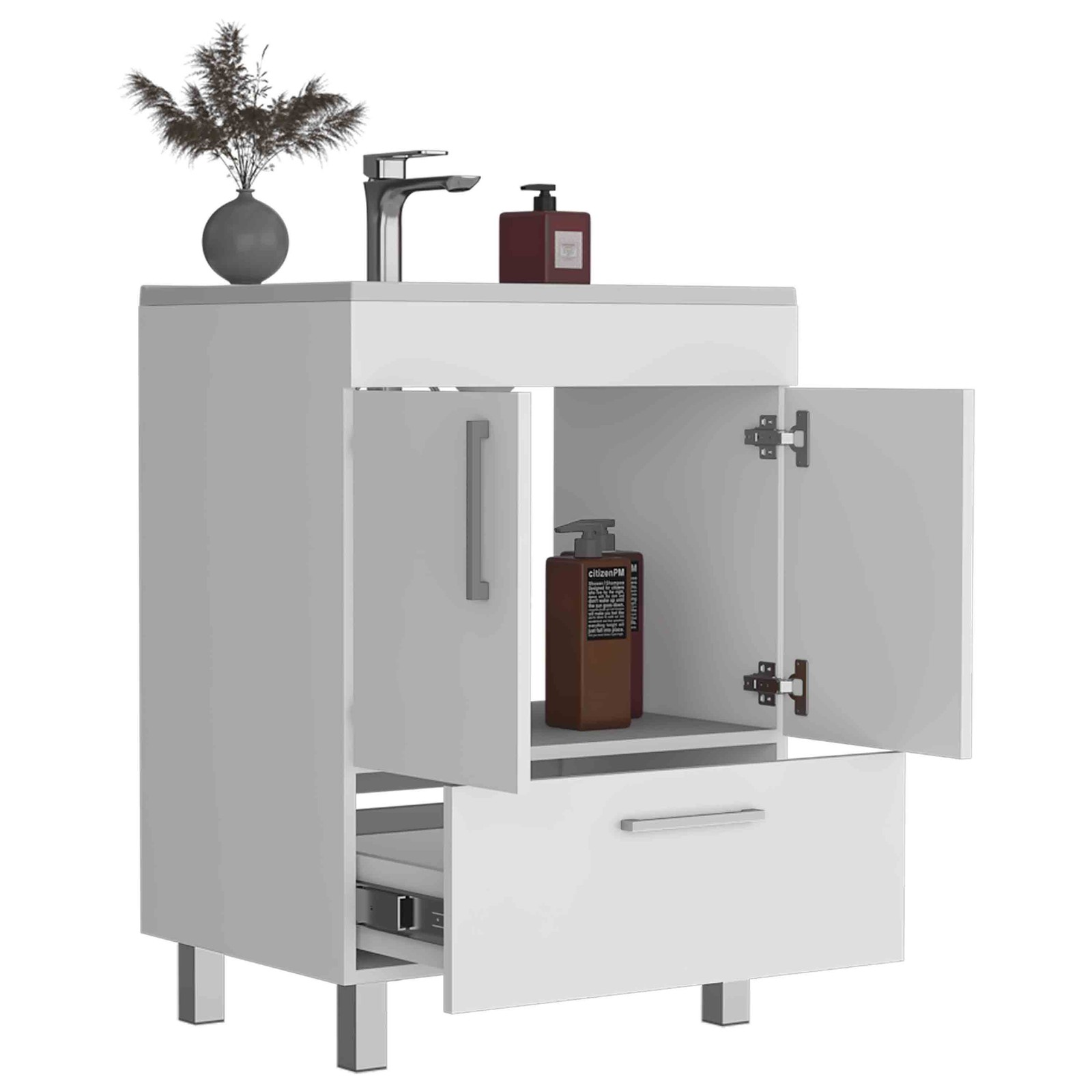 Velloc Single Bathroom Vanity Cabinet with Drawer – White