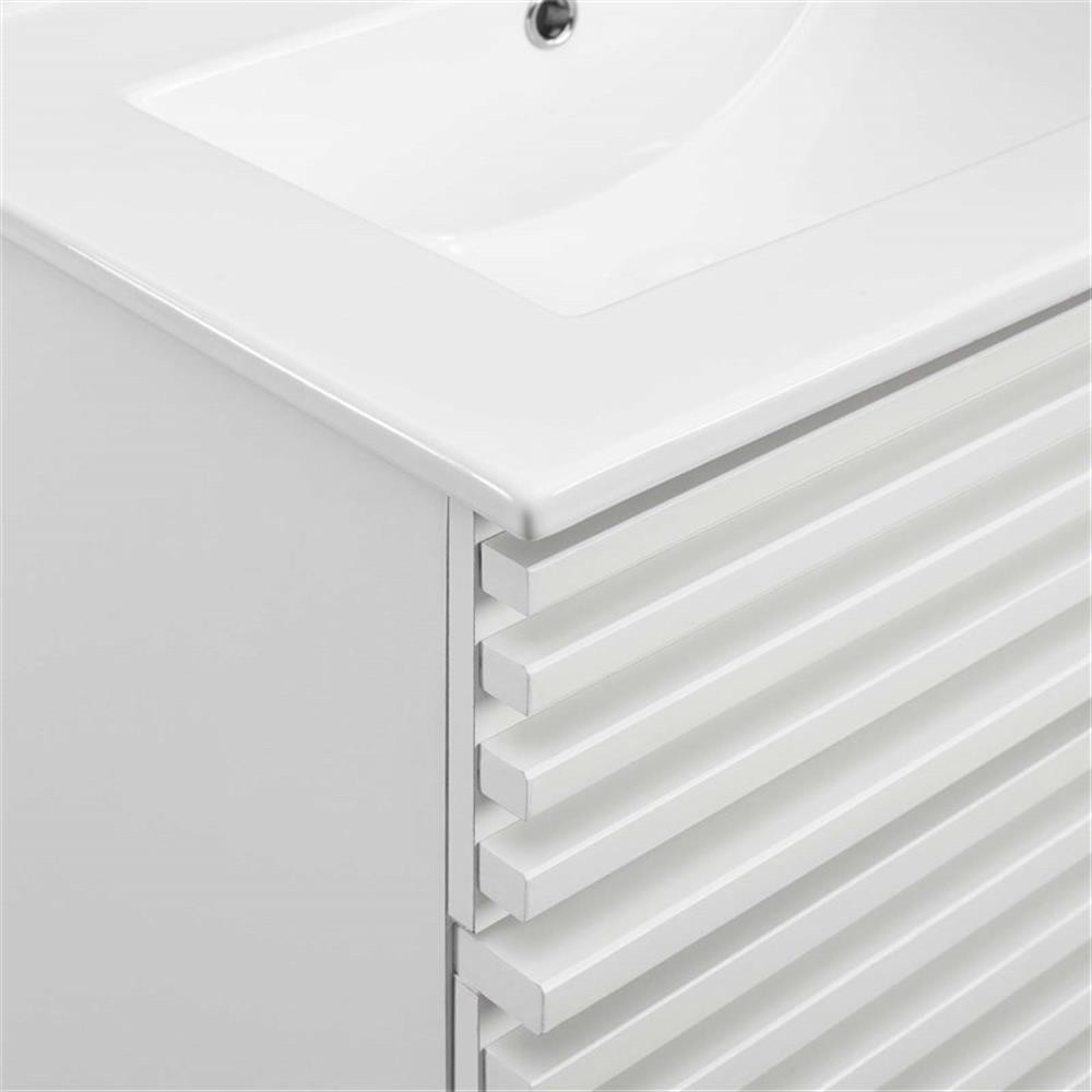 Bowery Hill Contemporary Wood Bathroom Vanity in White Finish