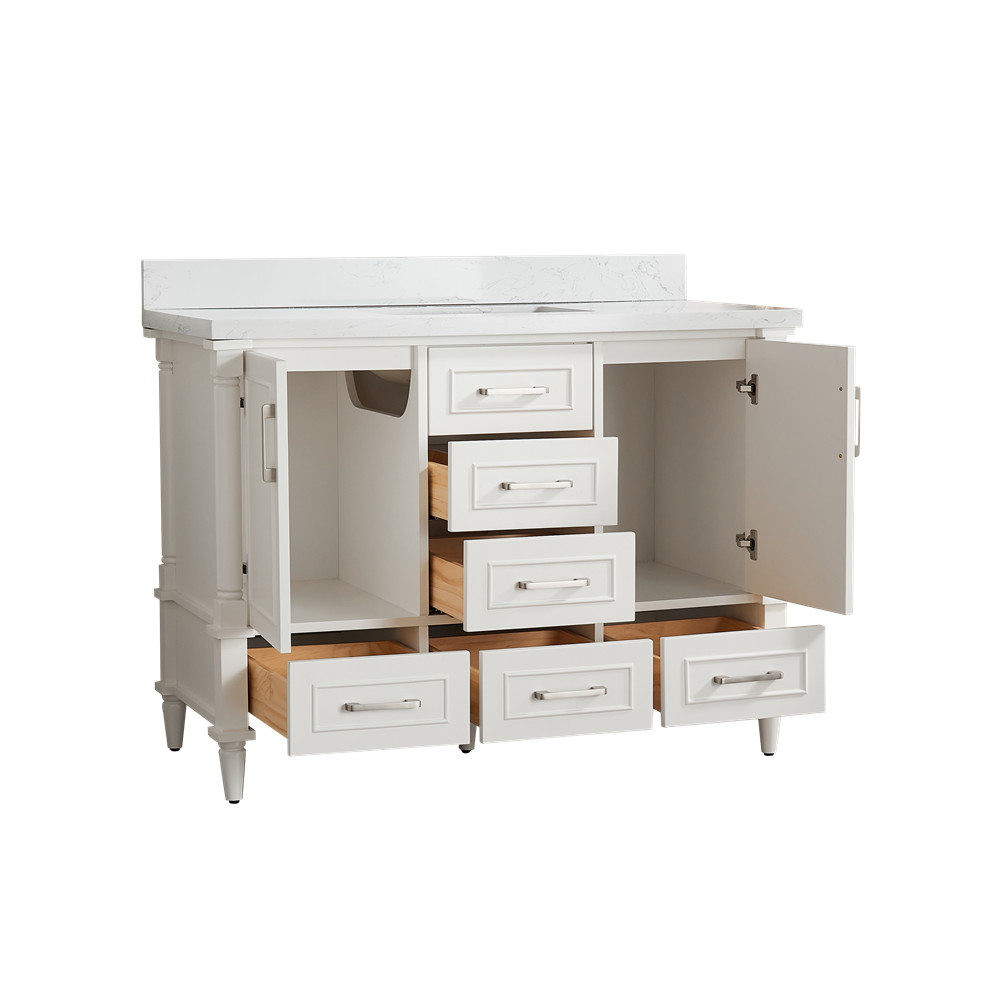 48″ Bathroom Vanity w/Sink,Fully Assembled Freestanding Vanity Cabinet,6 Drawers