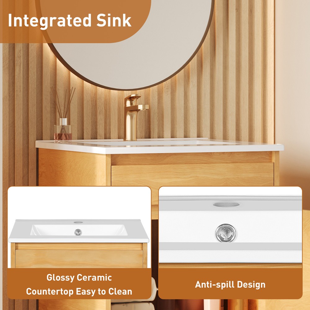 20″ Bathroom Vanity w/Sink, Freestanding Vanity Cabinet,Shelf, Soft Closing Door
