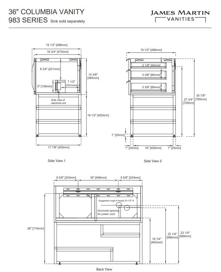 consdit_0 James Martin 983-V36-R 36 inch Wall Mounted Vanity residential deliver