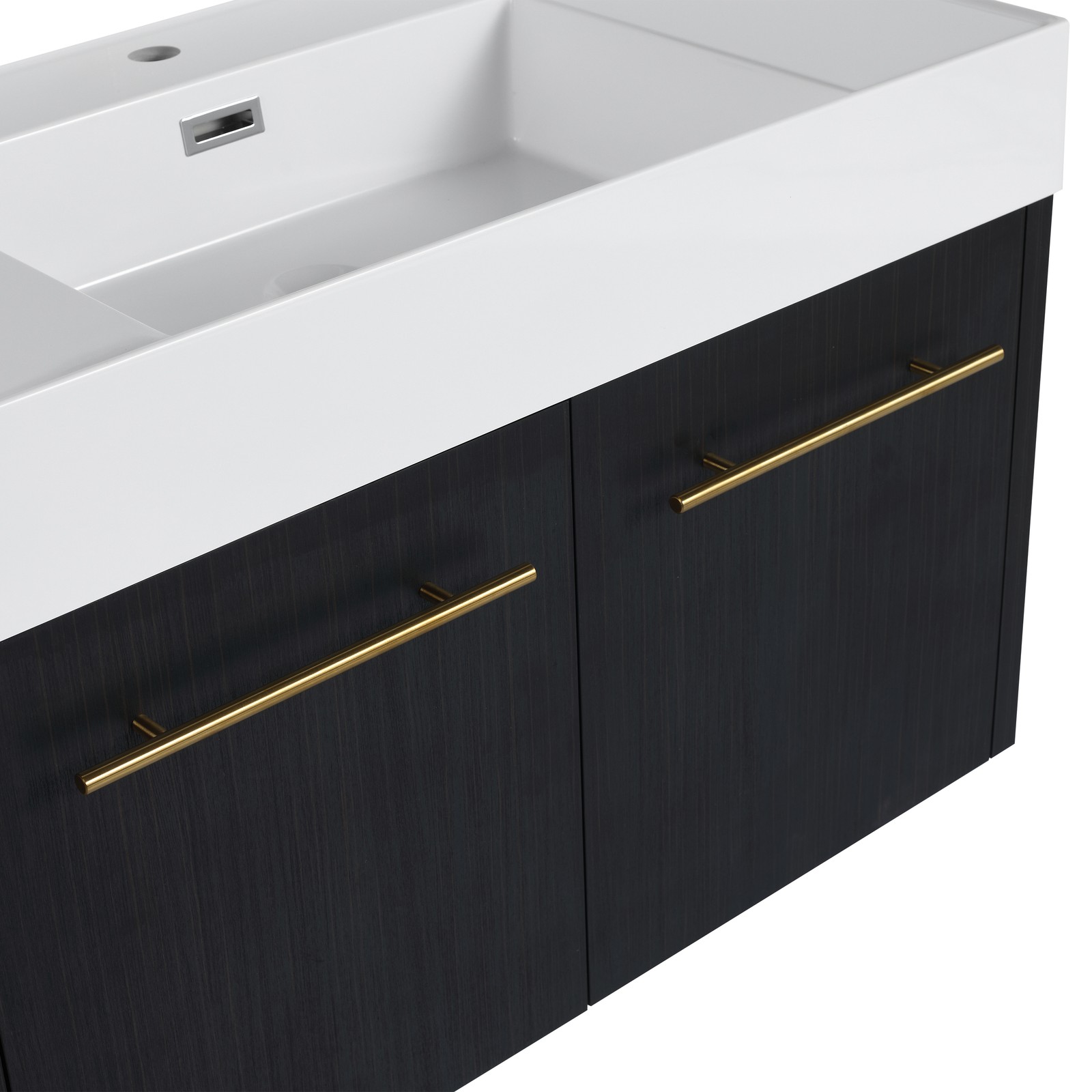 36 Inch Plywood Wall-Mounted Bathroom Vanity with Resin Sink + Side Storage Rack