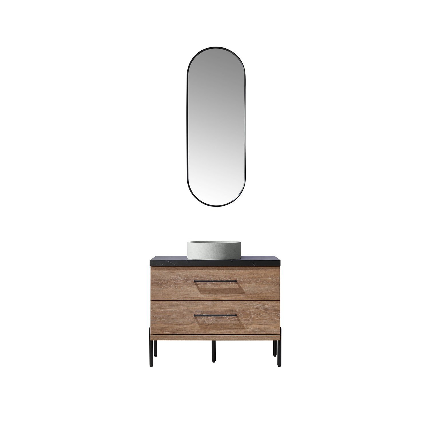 Miseno MV-705136C Trento 36″ – North American Oak / Black