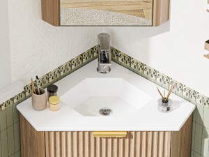Corner Bathroom Vanity Sink Combo，Bathroom Cabinet for Small Space, Freestanding