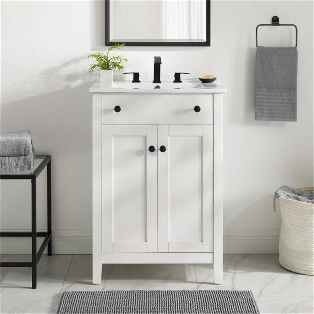 Modway Nantucket 24″ Modern Wooden Bathroom Vanity in White Finish