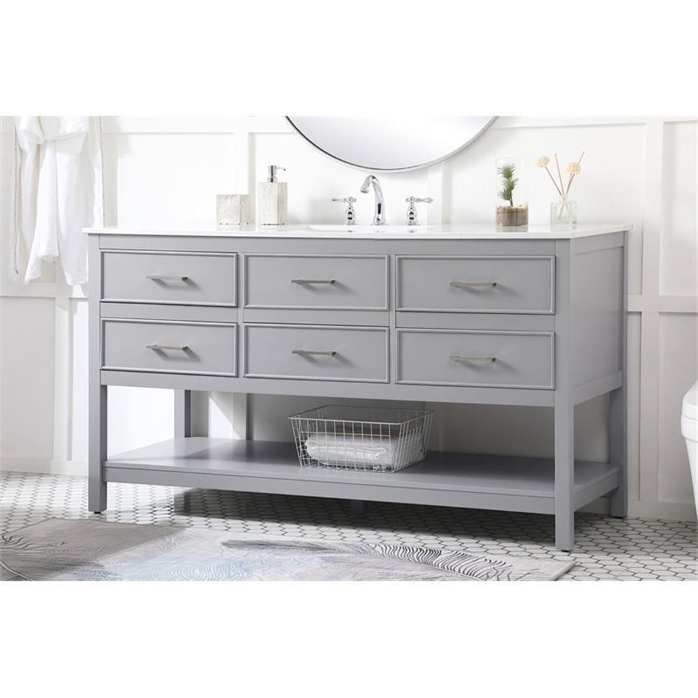 Elegant Decor Sinclaire 60″ Aluminum Alloy & MDF Single Bathroom Vanity in Gray