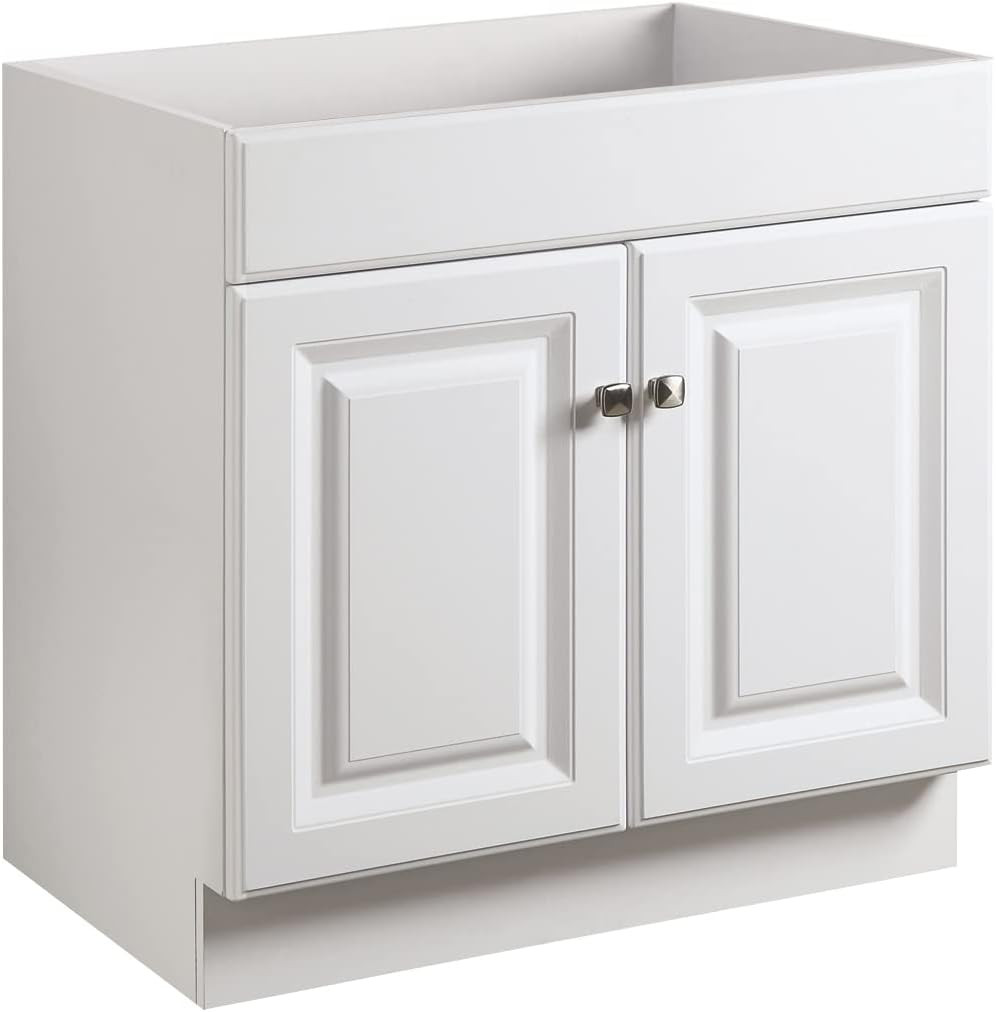 Wyndham White Bath Vanity with 2 Doors and 25″ Top – Easy Assembly