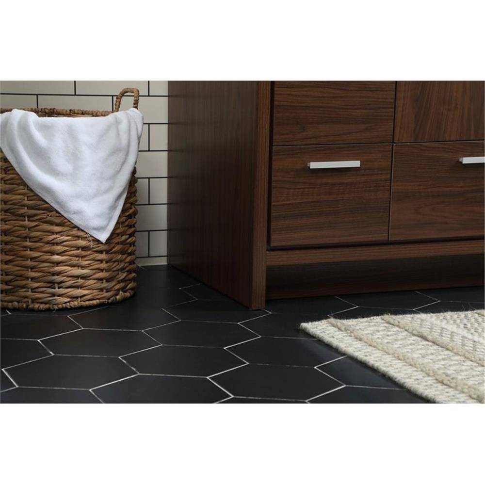 Elegant Decor Wyatt 36″ Aluminum Alloy and MDF Single Bathroom Vanity in Walnut
