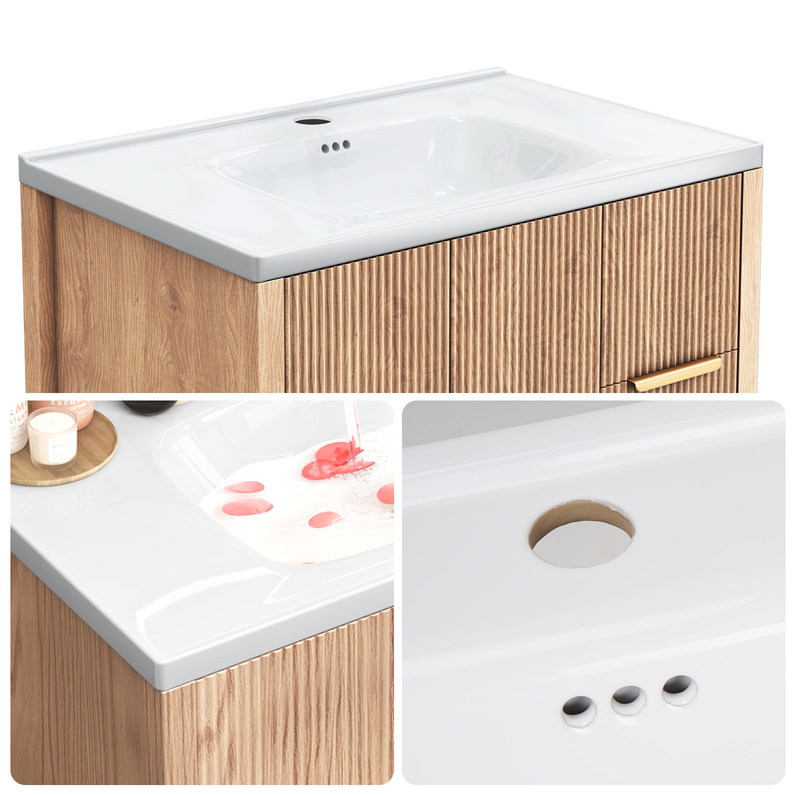 31″ Bathroom Vanity with Sink Bathroom Cabinet with Shelf Storage and Drawer