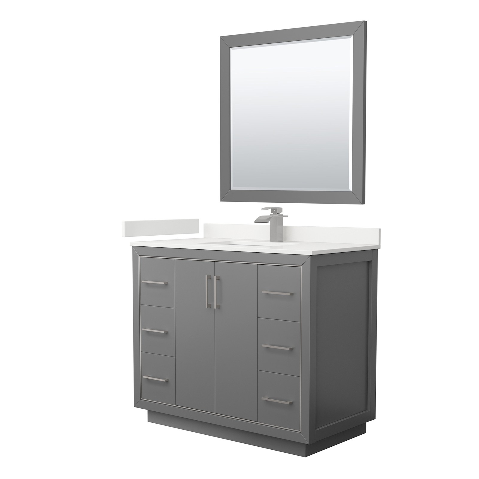 Wyndham Collection WCF111142S-QTZ-UNSM34 Icon 42″ – Dark Gray / White Quartz Top