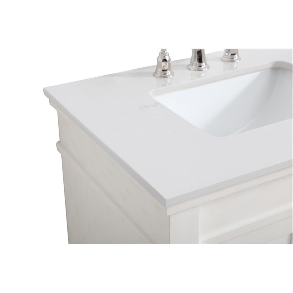 Elegant Decor Lexington 30″ Wood Bathroom Vanity in Antique White/Brushed Nickel